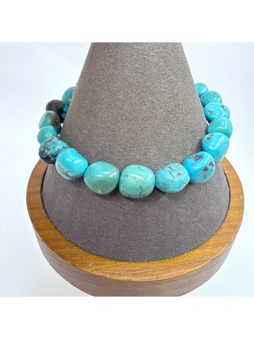 Turquoise Beaded Sterling Silver 925 Bracelet Lobster Clasp Size 8" Length